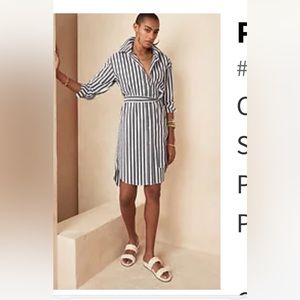 Banana Republic Poplin Shirtdress (Grey / White Striped - xs - NWT)